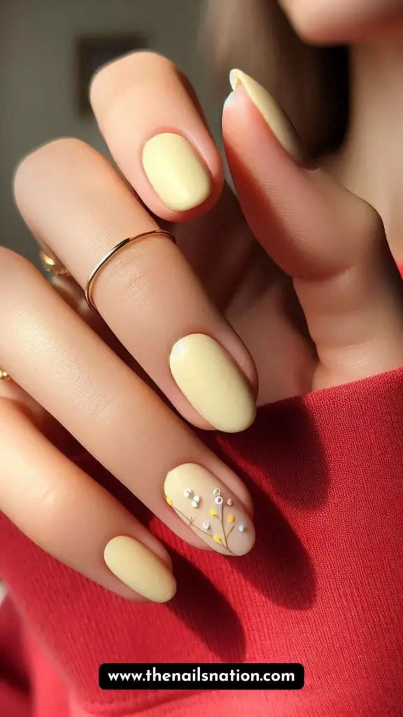 Butter Yellow Nails With Design