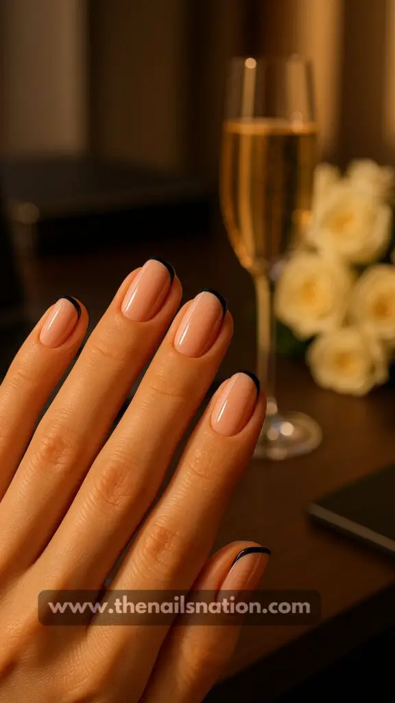 Classy Pink and Black Nails
