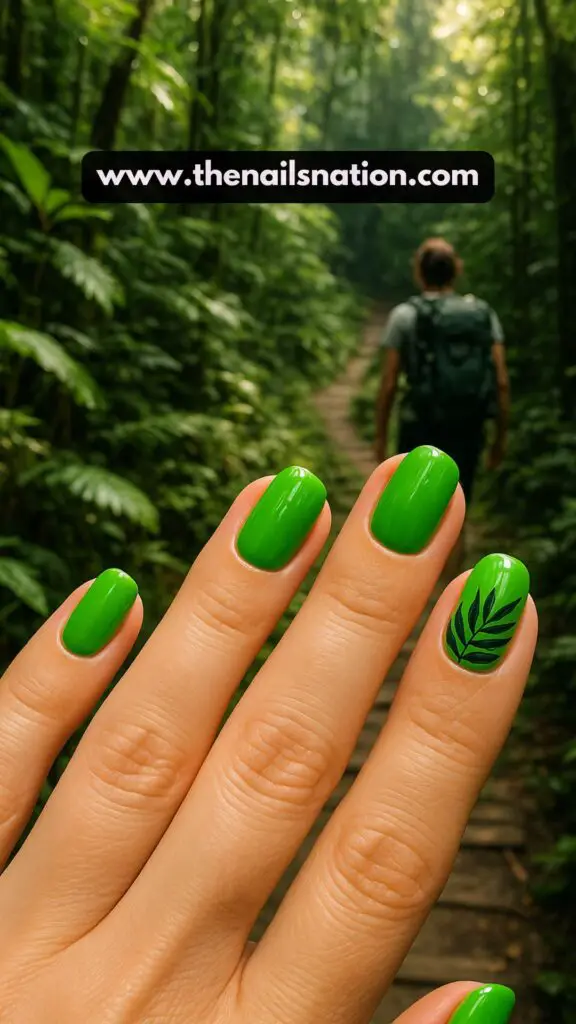 Green Tropical Nail Designs