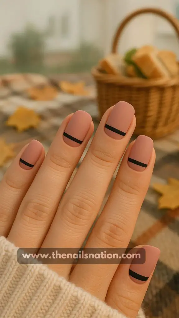 Matte Pink and Black Nails