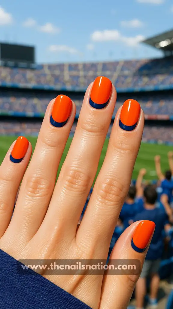 Navy and Orange Nails