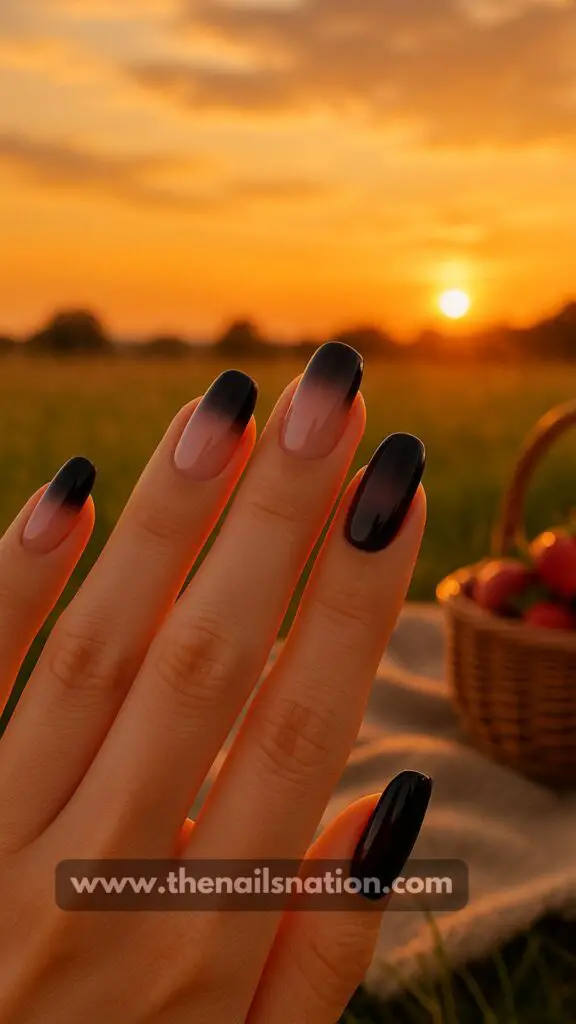 Pink and Black Ombre Nails