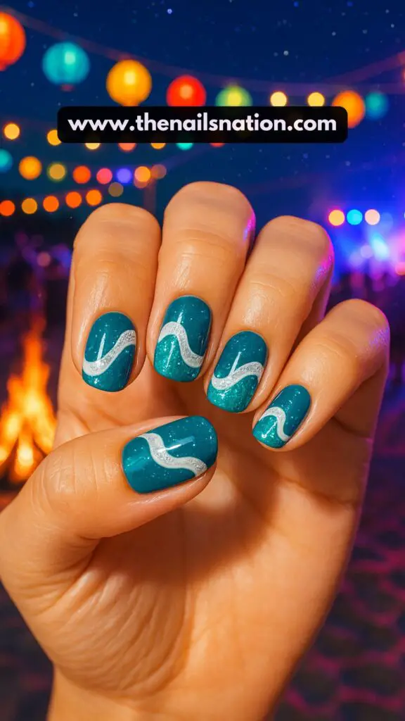 Tropical Nail Designs with Glitter