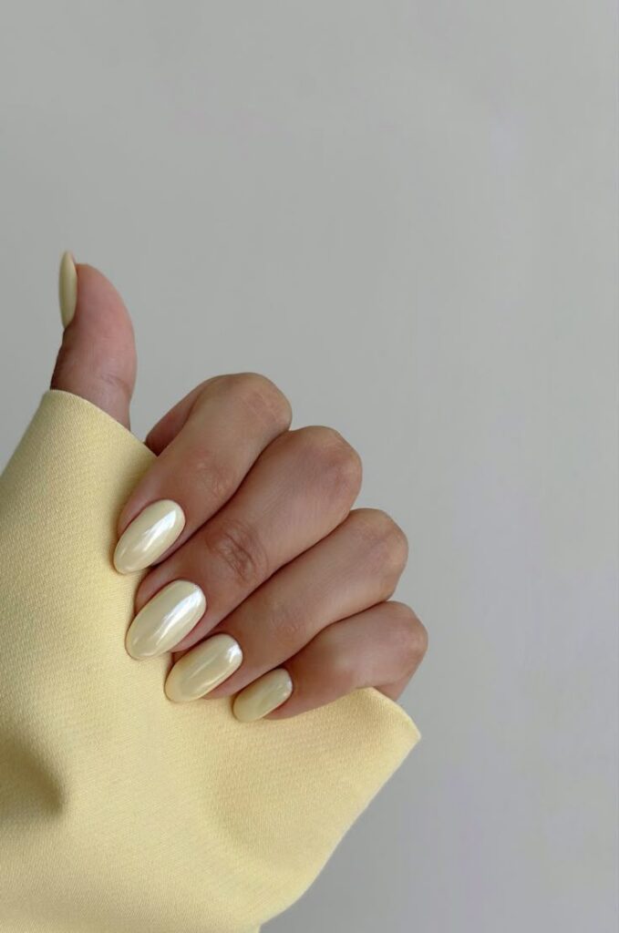 Butter Yellow Chrome Nails