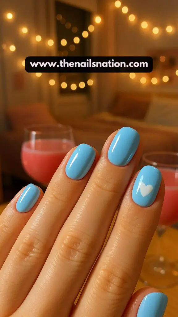 Baby Blue Nails with Design