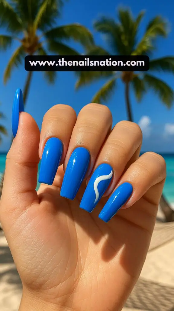 Blue Acrylic Summer Nails