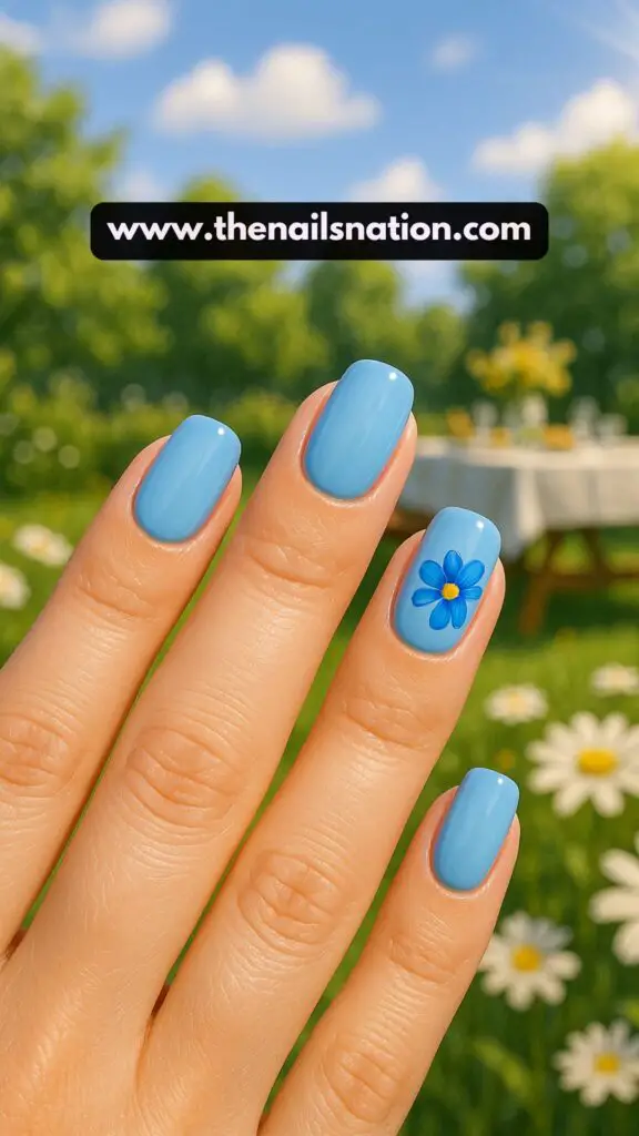 Blue Flower Summer Nails