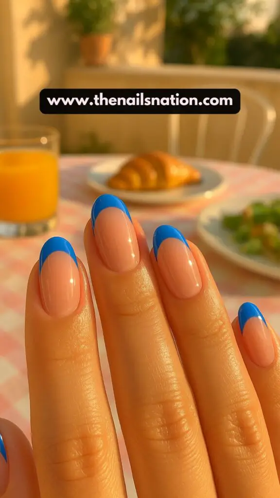 Blue Summer Nails French Tip