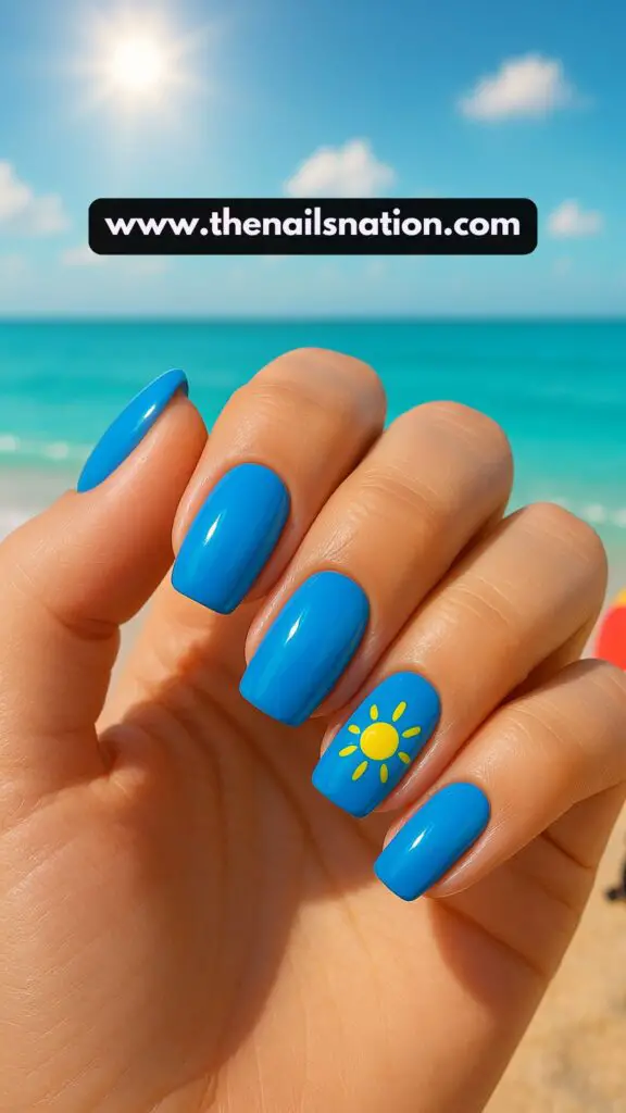 Bright Blue Summer Nails (1)
