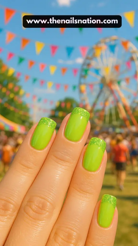 Bright Summer Nails with Glitter