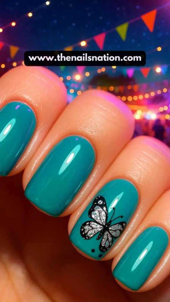 Butterfly Nail Ideas with Glitter