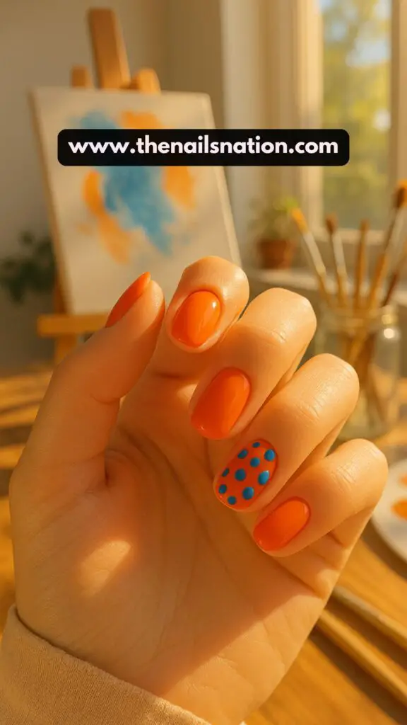 Orange and Blue Summer Nails