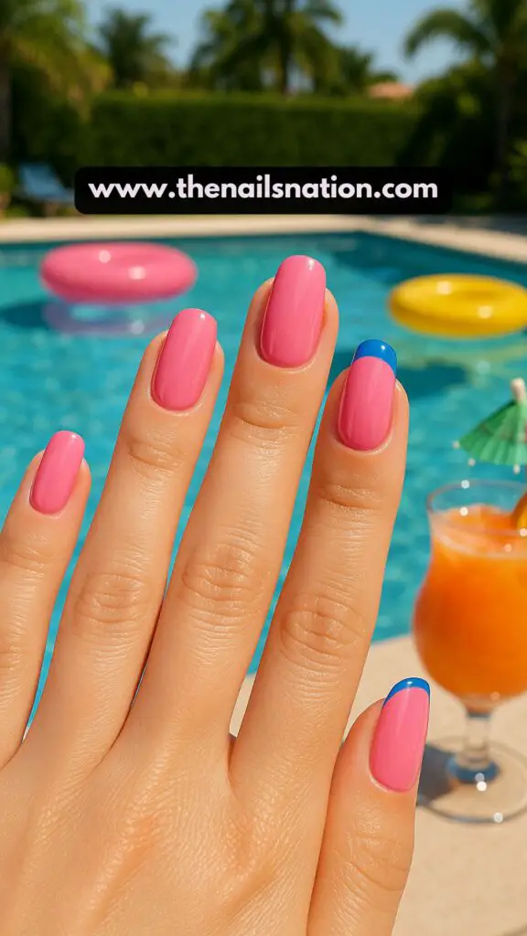 Pink and Blue Summer Nails
