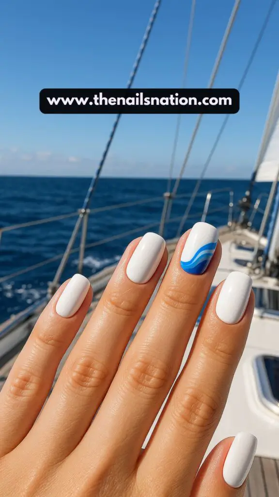 White and Blue Summer Nails