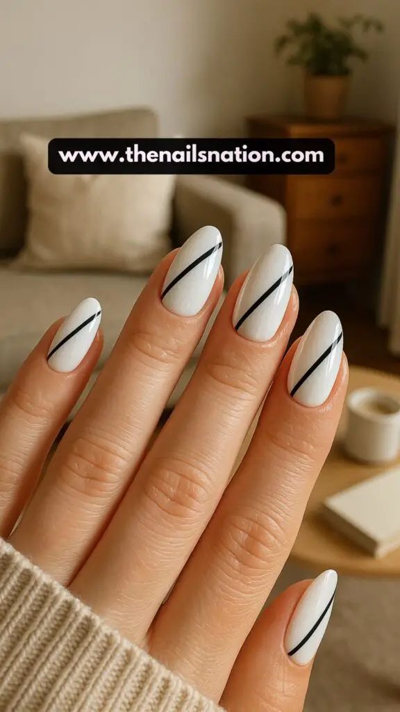 Black and White Minimalist Nail Art