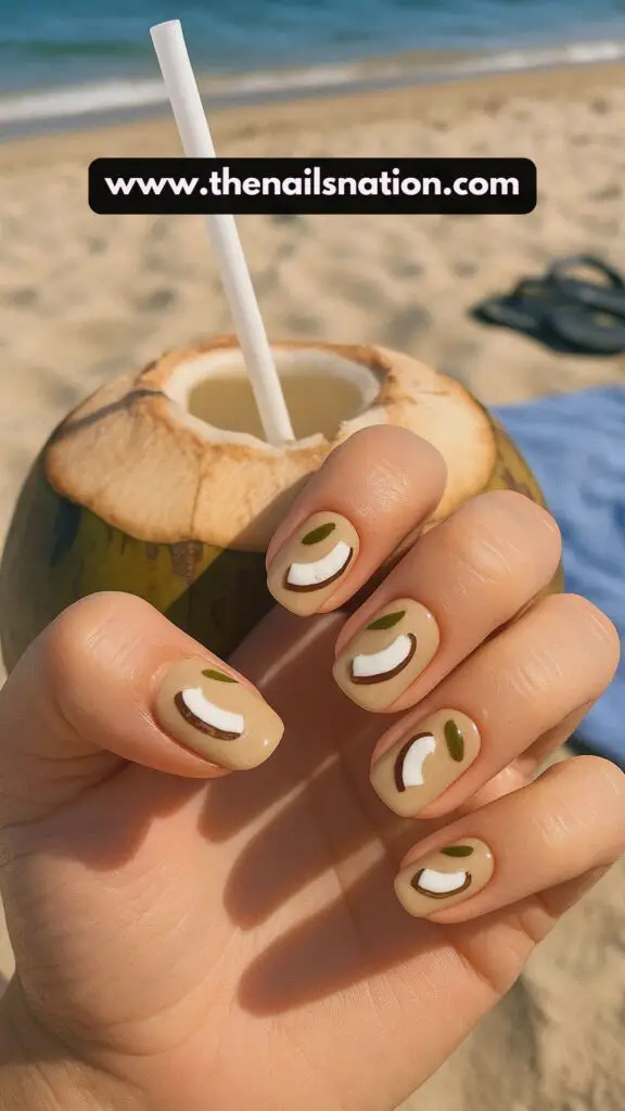 Coconut Chunk Charm Nails