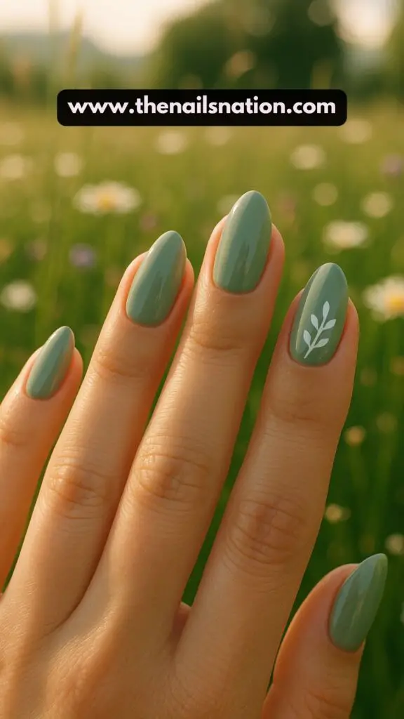 Sage Green Earthy Nails