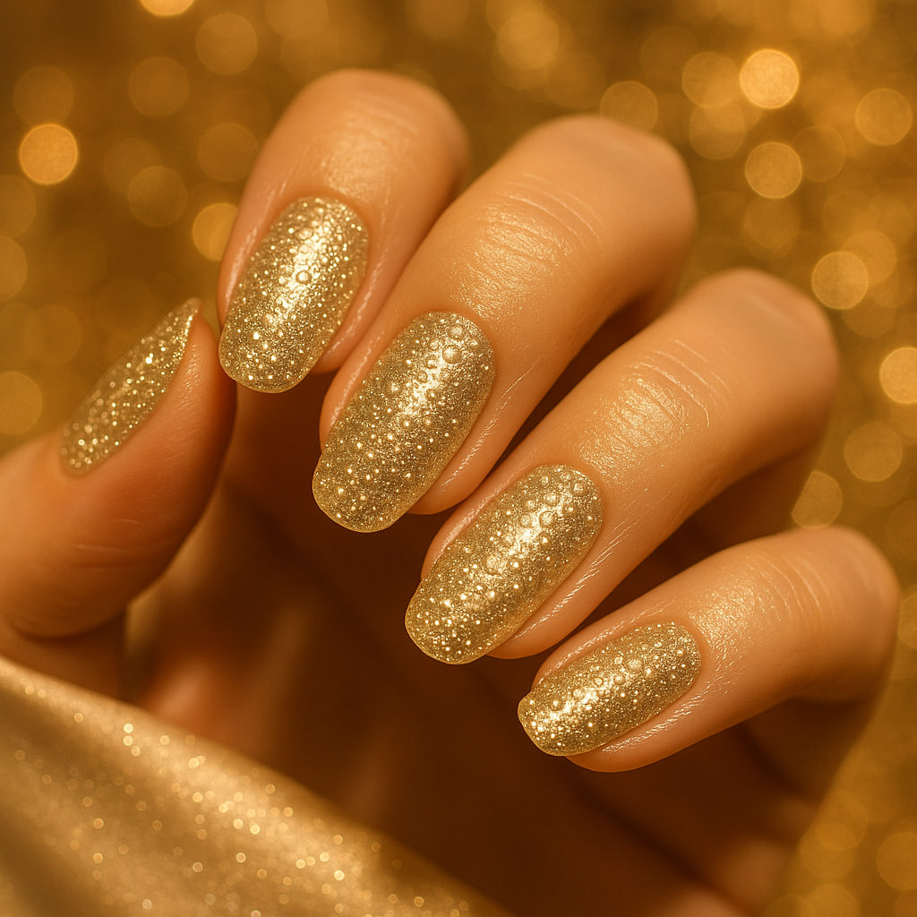 champagne winter nails