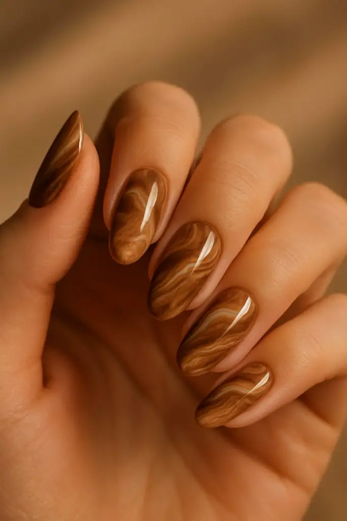 Coffee marble nails