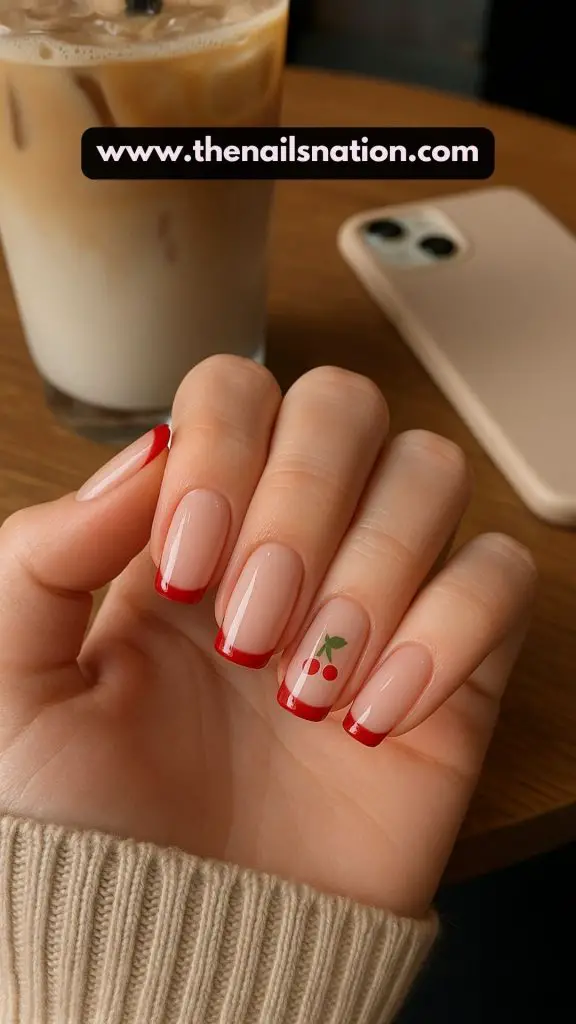 Cherry French Tips