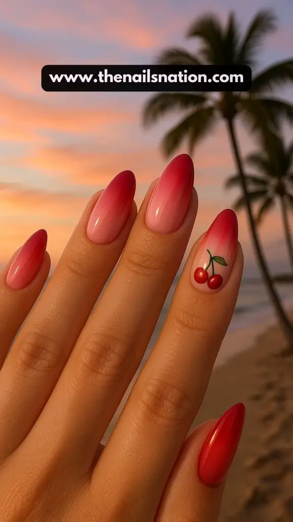 Cherry Ombre Nails