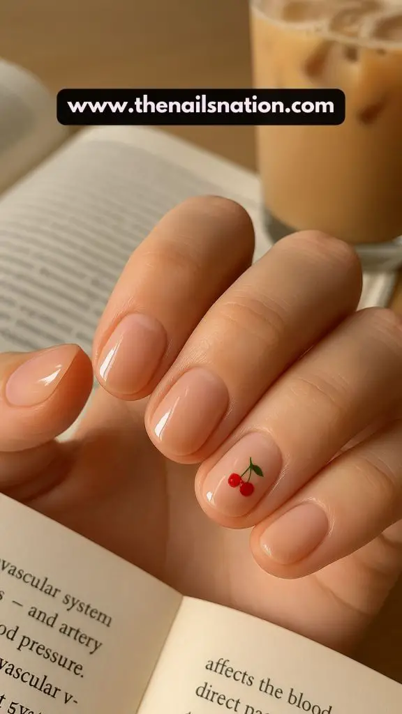 Minimal Cherry Nails