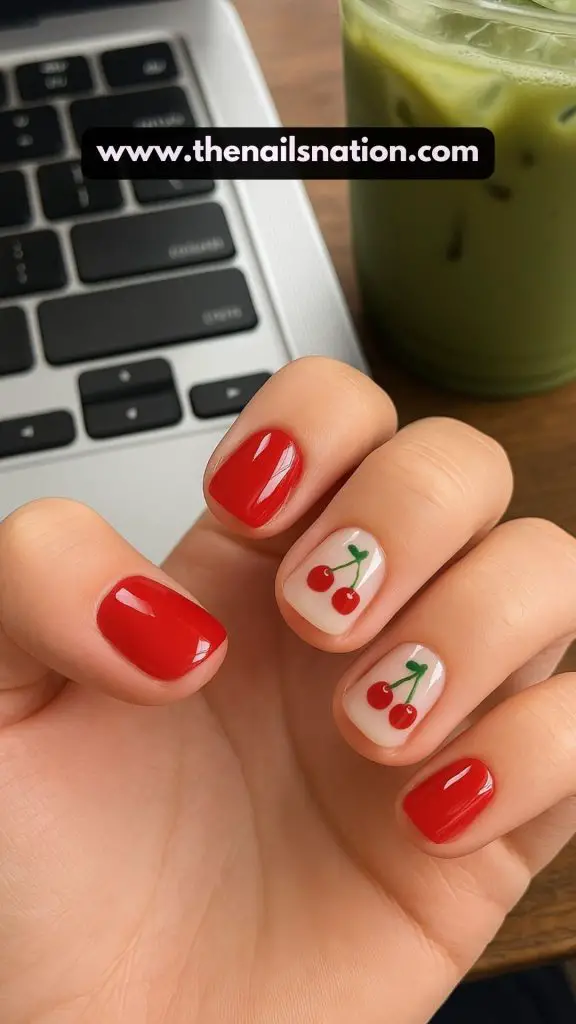 Short Girl Cherry Nails