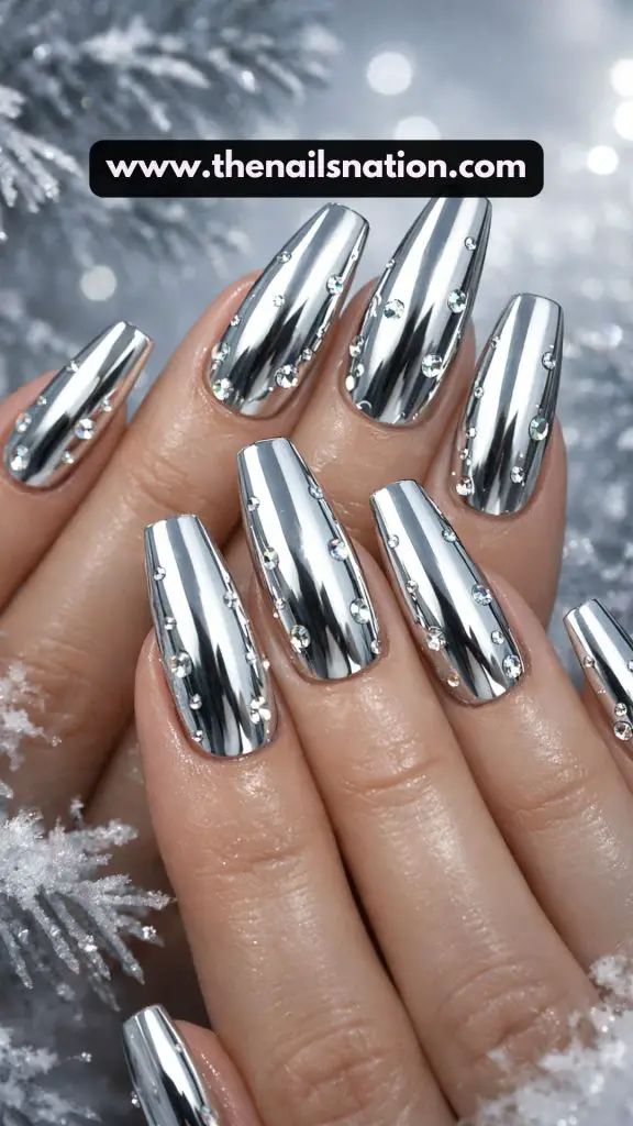 Full Silver Chrome Nails