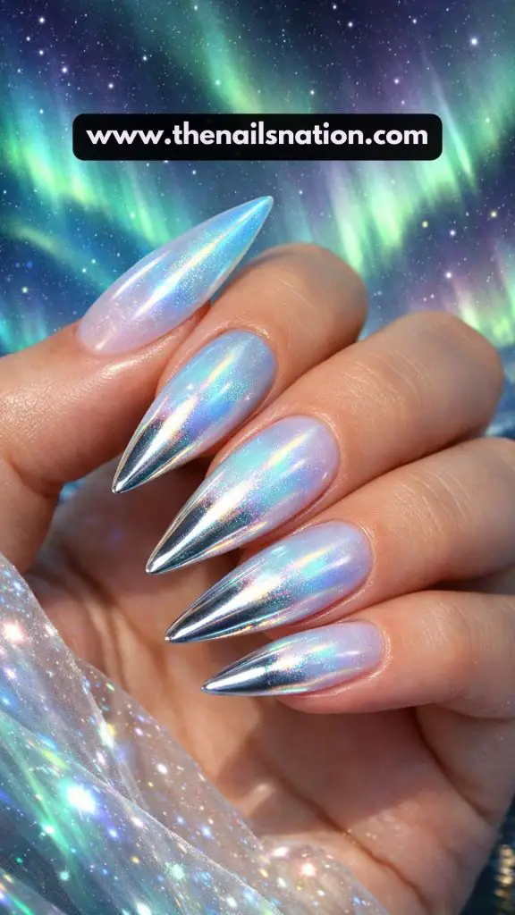 Ice Aurora Gradient Nails