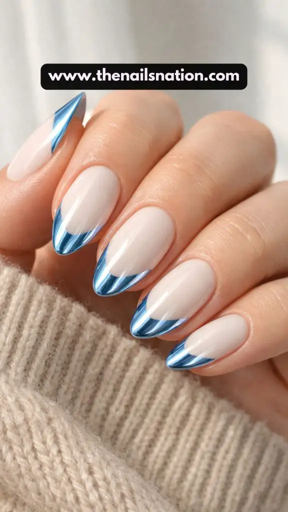 Icy Blue Chrome French Tips