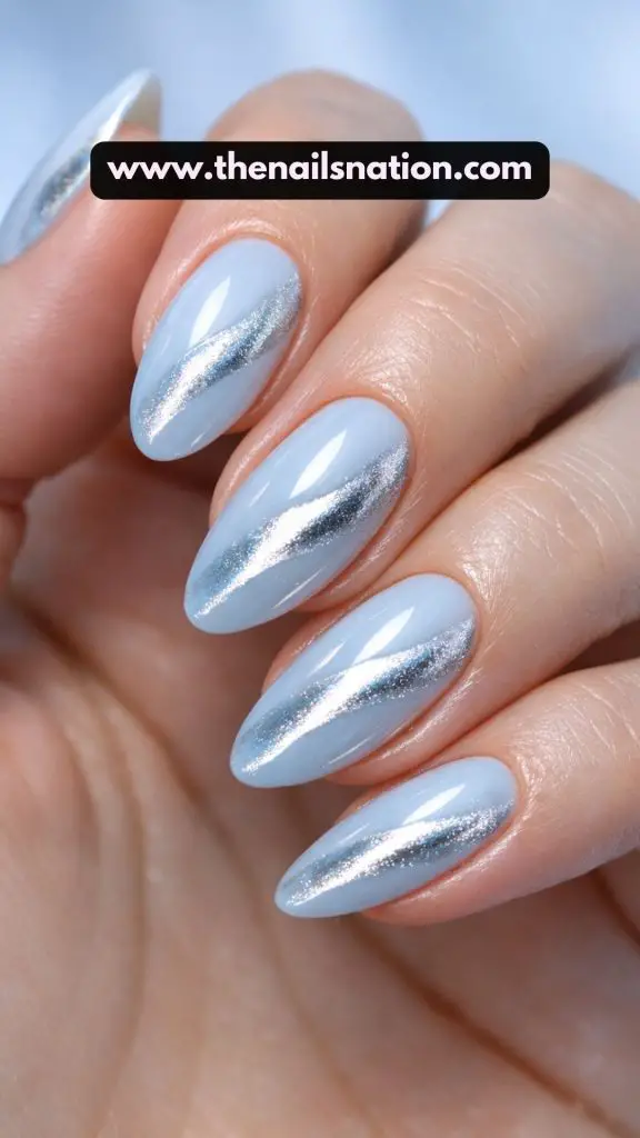 Milky Icy Blue Nails