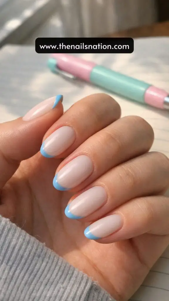 Baby Blue Micro French Nail
