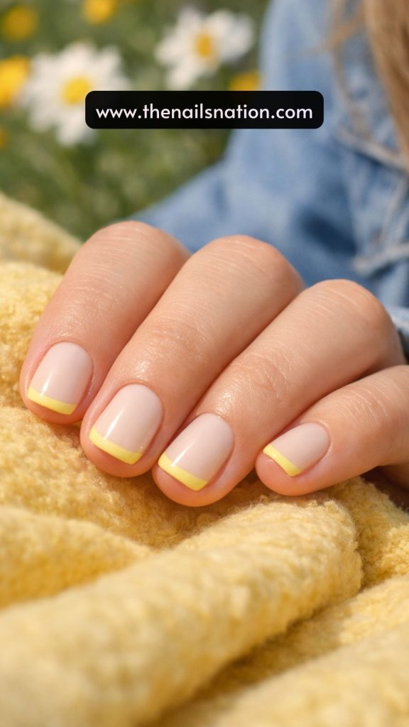 Butter Yellow Micro French Nails