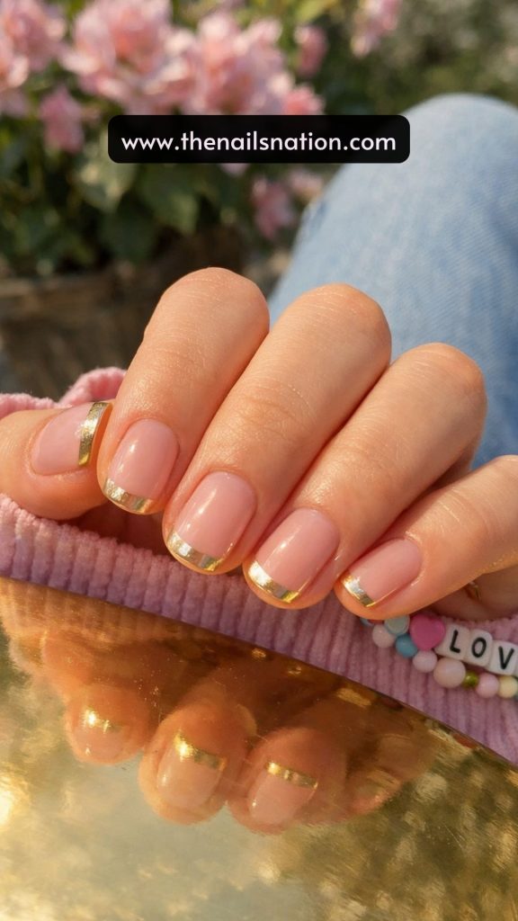 Champagne Gold Micro Tip Nails