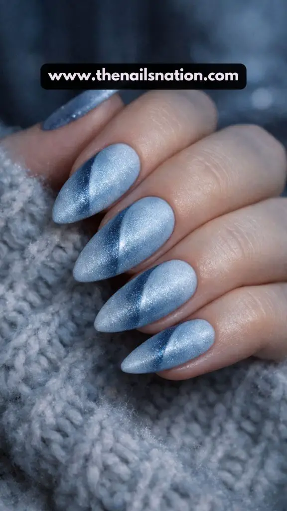 Frosted Cat-Eye in Pale Blue Velvet