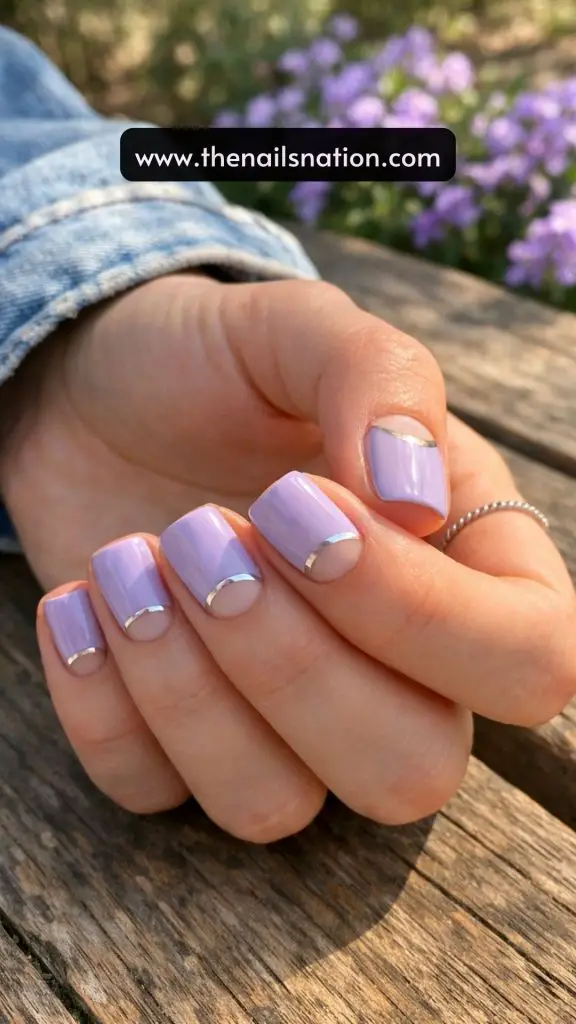 Lilac Negative Space Half-Moon Nails