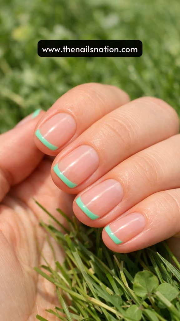 Mint Green Micro French Nails