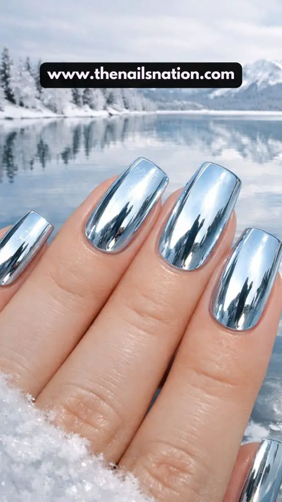 Mirror Silver Base + Subtle Blue Tint Overlay