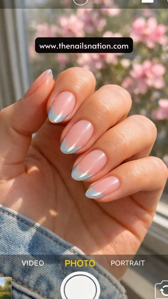 Pale Pink Micro Chrome Nails