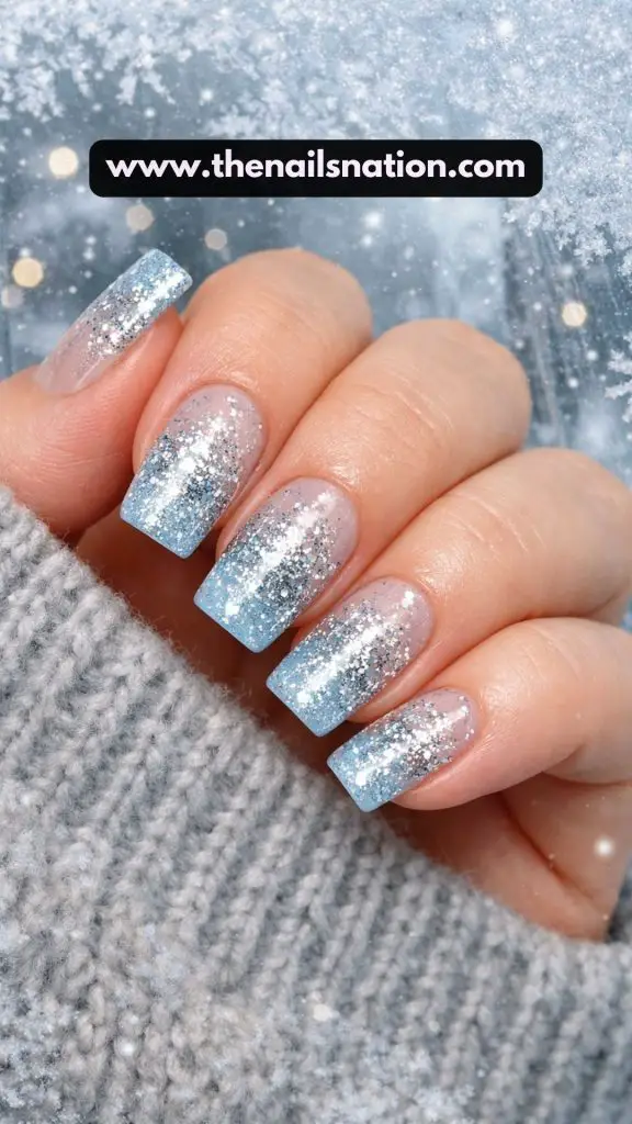 Silver Glitter Gradient on Icy Base