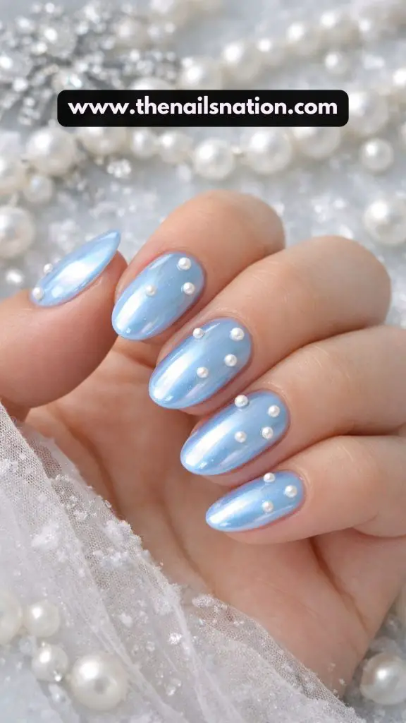 Soft Blue Chrome + Scattered Pearl Accents