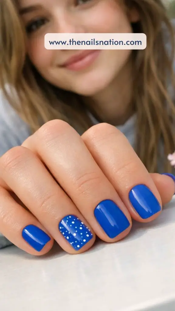 Blue Spring Nail Ideas with Micro Dots