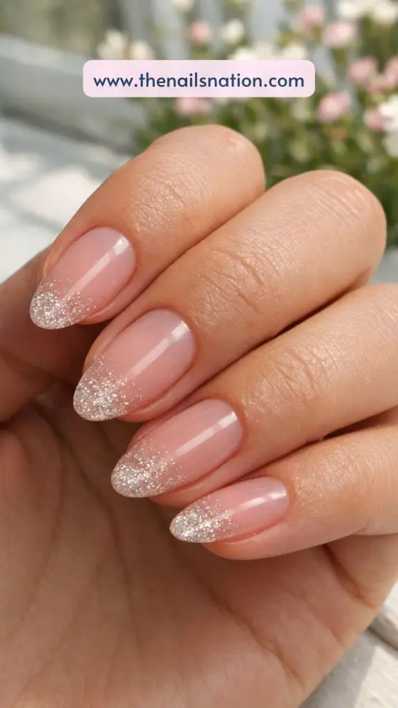Glitter Pink Spring Nails with Soft Sparkle