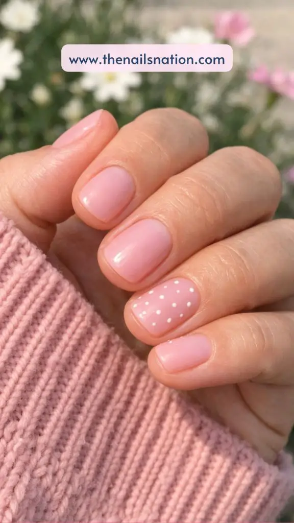 Small Pink Spring Nails with Micro Dots