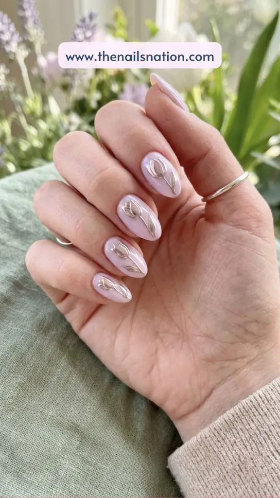 Tulip Chrome Nail Art