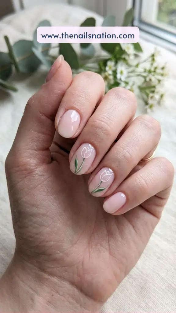 Minimal White Outline Tulip Nails (1)