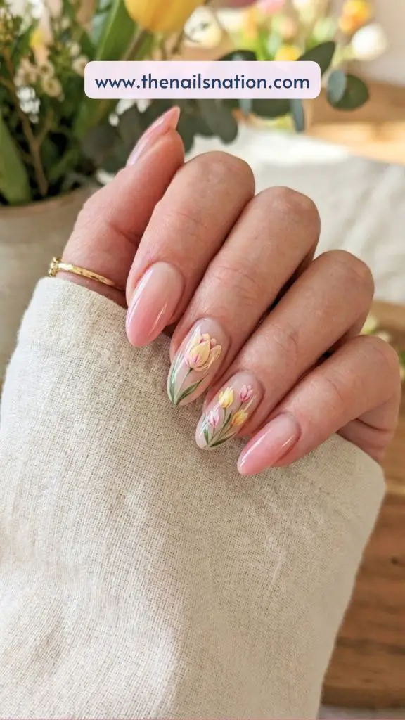 Pink Ombre Tulip Nails