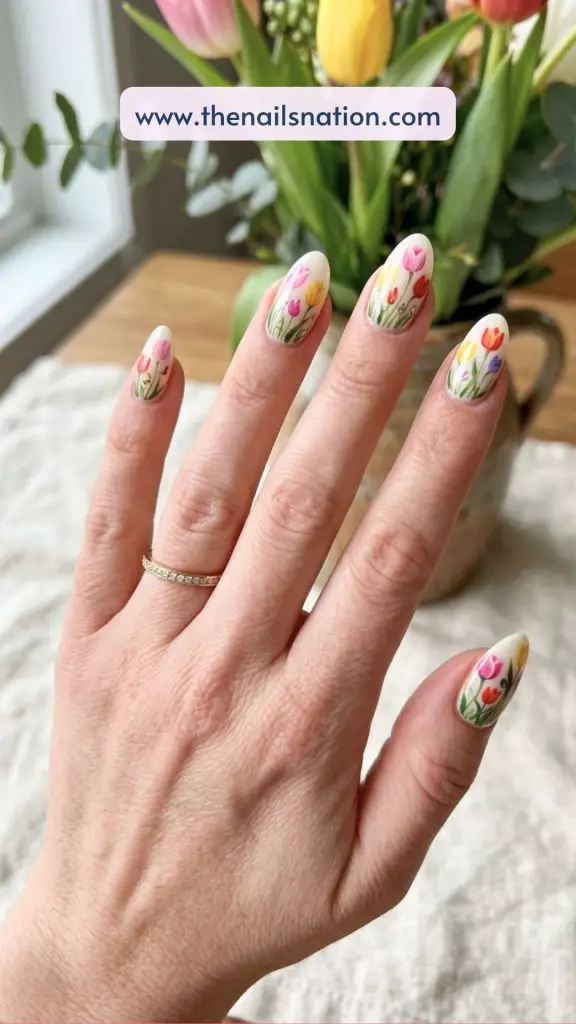 Tulip Garden Full Nail Art