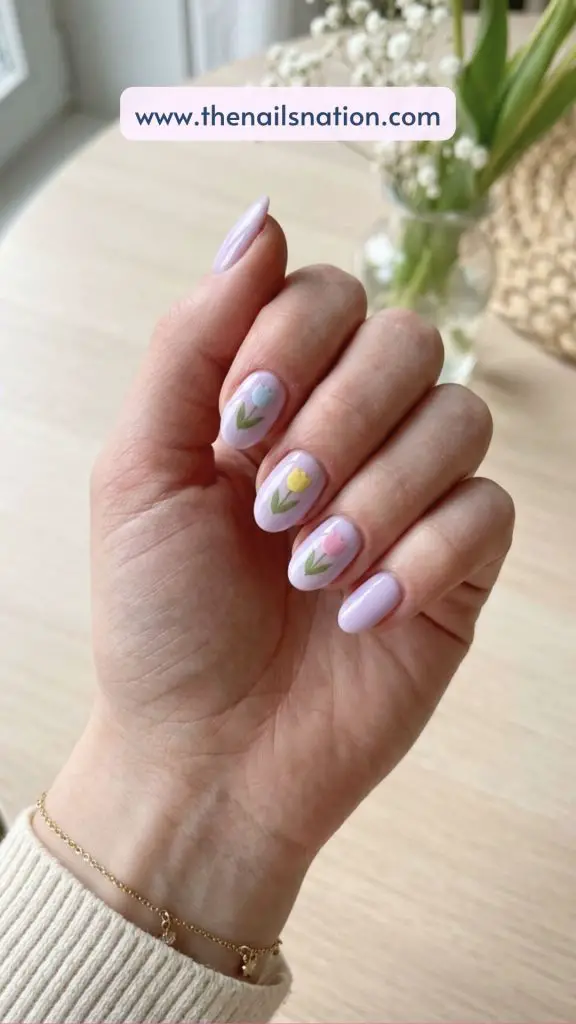 Tulip Nail Art Using Stickers