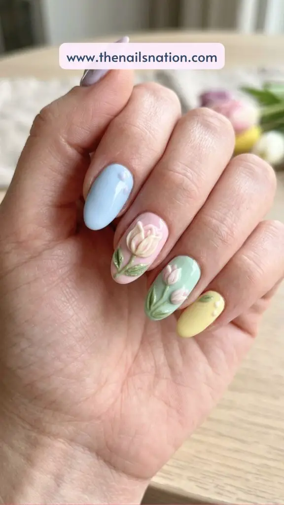 Tulip Nail Art with Mold Design